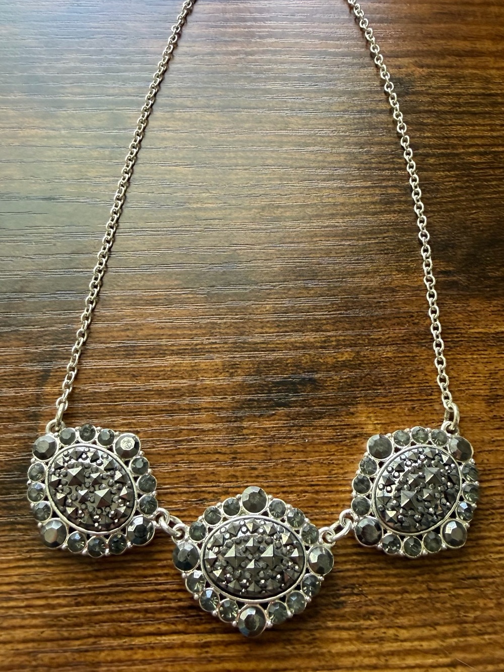 Liz Claiborne Silver-Tone Faceted Crystal Trio Necklace